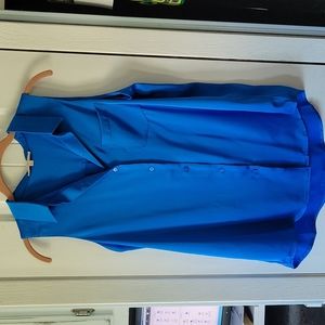 Satin, sleeveless, button down top